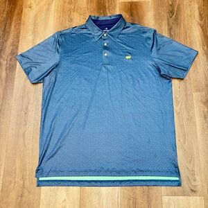 Masters Tech Polo Mens XL Blue Micro Dot Golf Performance SS Augusta National